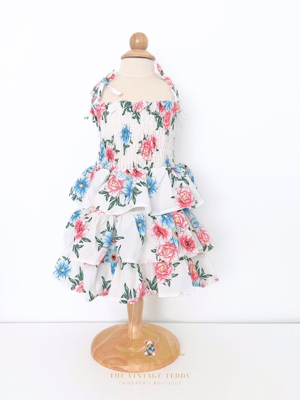 NWT Pretty Girls Dress for Kids Floral Nap Smocking Ruffled Spring & Summer 3T - Picture 2 of 5
